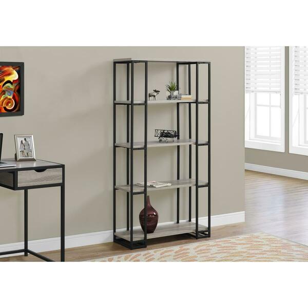 Daphnes Dinnette 60 in. Monarch Black Metal Bookcase - Dark Taupe DA3596420